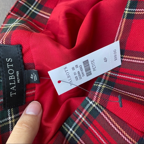 NWT Talbots Plaid Red Skirt 4 Petite - Picture 2 of 4